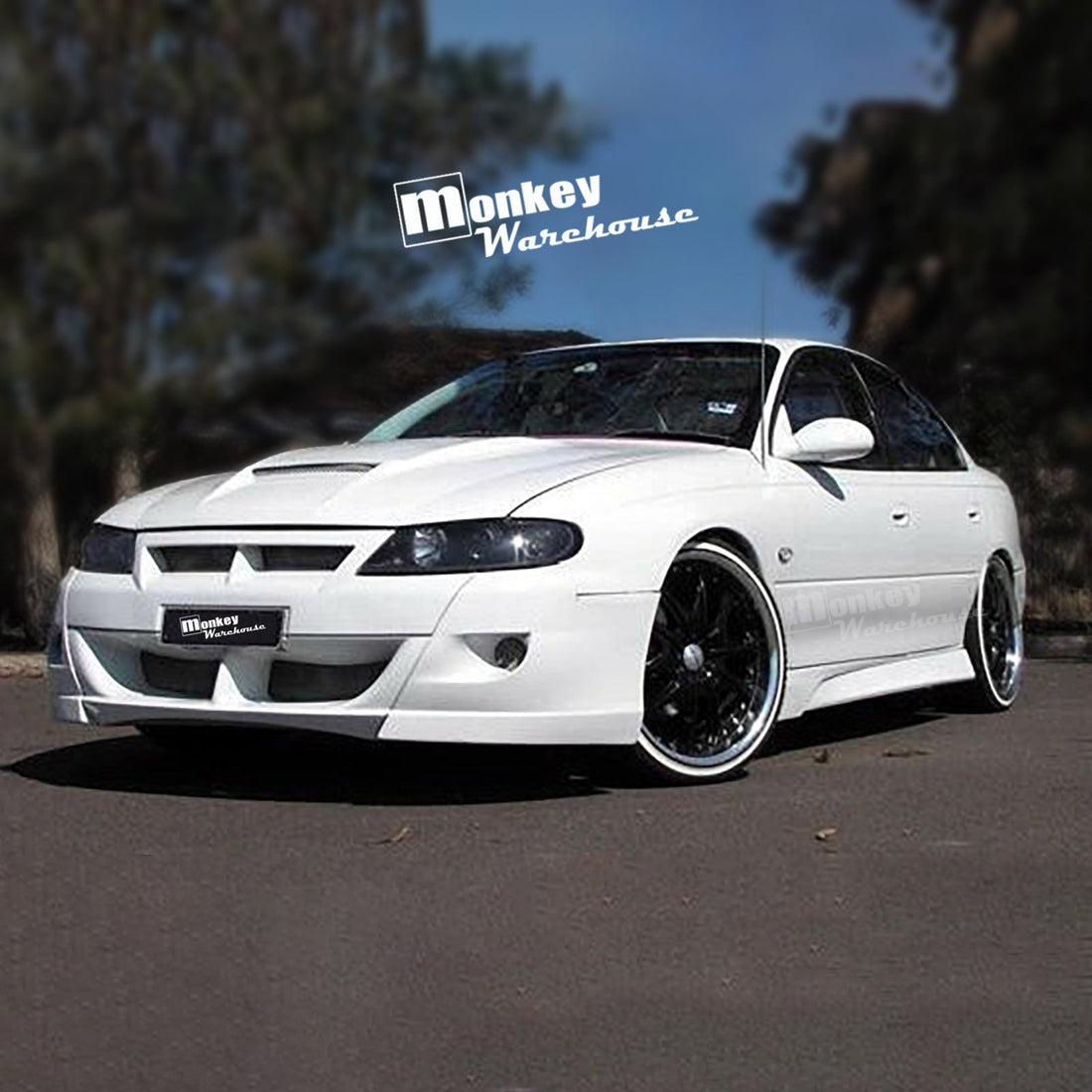 Hand-laid FRP VX Calais front bumper bar showcasing sharp design sharpness and rigid panel lines.