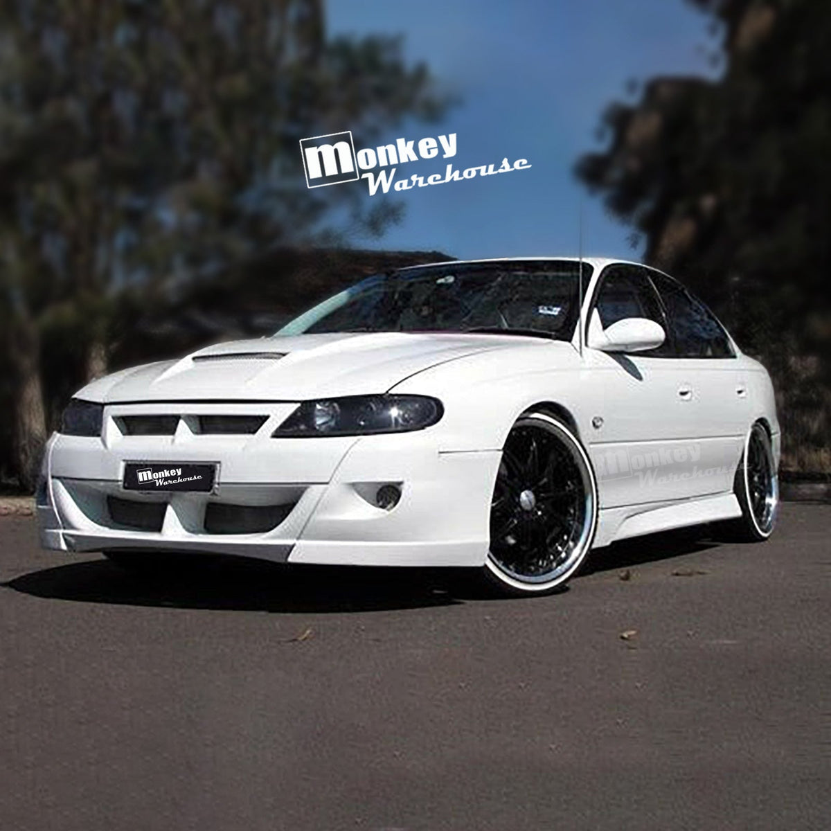 Hand-laid FRP VX Calais front bumper bar showcasing sharp design sharpness and rigid panel lines.