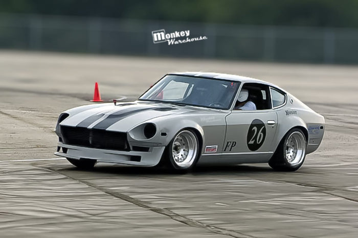 Datsun 240Z with customer-installed Monkey Warehouse Fender Flares