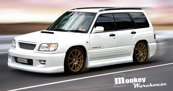 Subaru Forester SF with customer-installed Monkey Warehouse Liberal Style Full Body Aero Kit