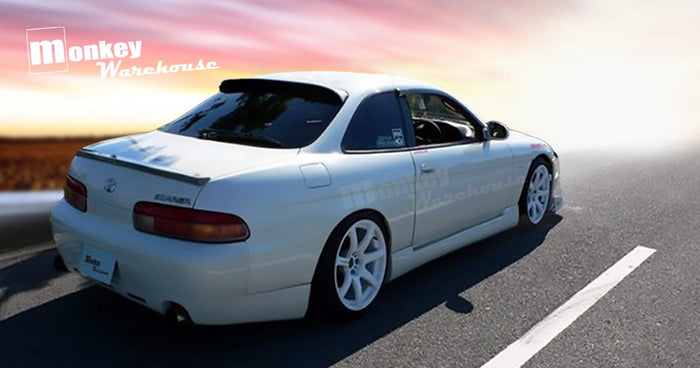Toyota Soarer Z30 with customer-installed HIC Rear Spoiler & Monkey Warehouse Side Skirts