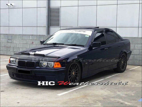 Installed View - BMW E36 Sedan (1991-1998): Premium Window Visors