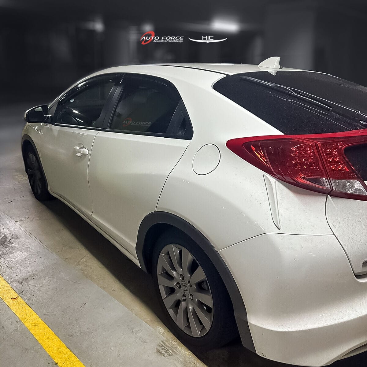 Installed View - Honda Civic FK FN Hatch (2012-2016): Premium Window Visors
