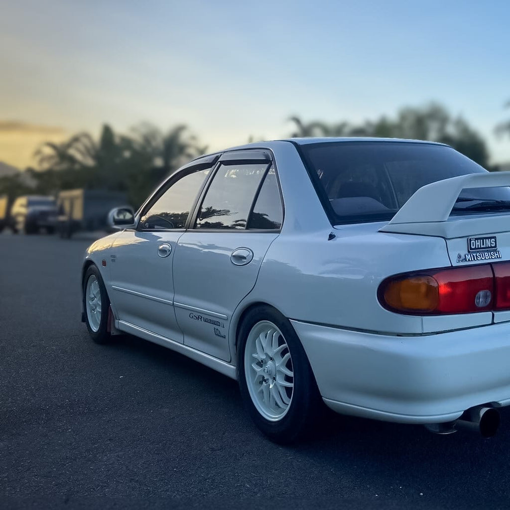 Installed View - Mitsubishi Evolution II / III (CE9A): Premium Window Visors