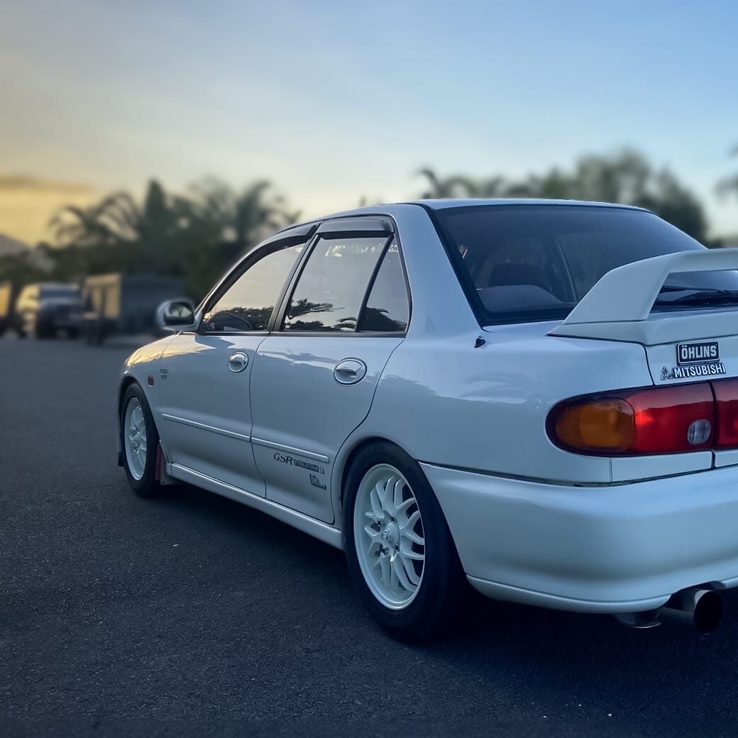 Installed View - Mitsubishi Evolution II / III (CE9A): Premium Window Visors