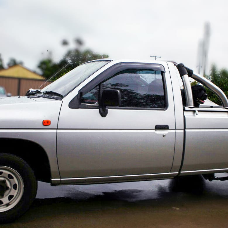 Installed View - Nissan Navara D21 (1986-1996): Premium Window Visors
