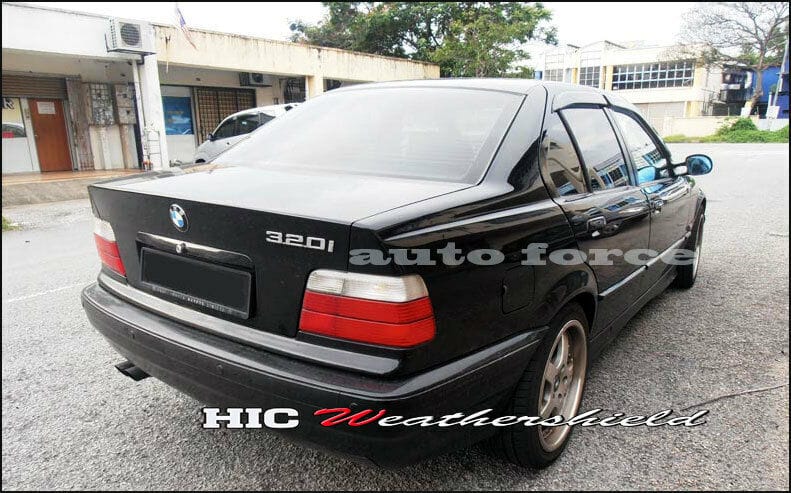 Installed View - BMW E36 Sedan (1991-1998): Premium Window Visors