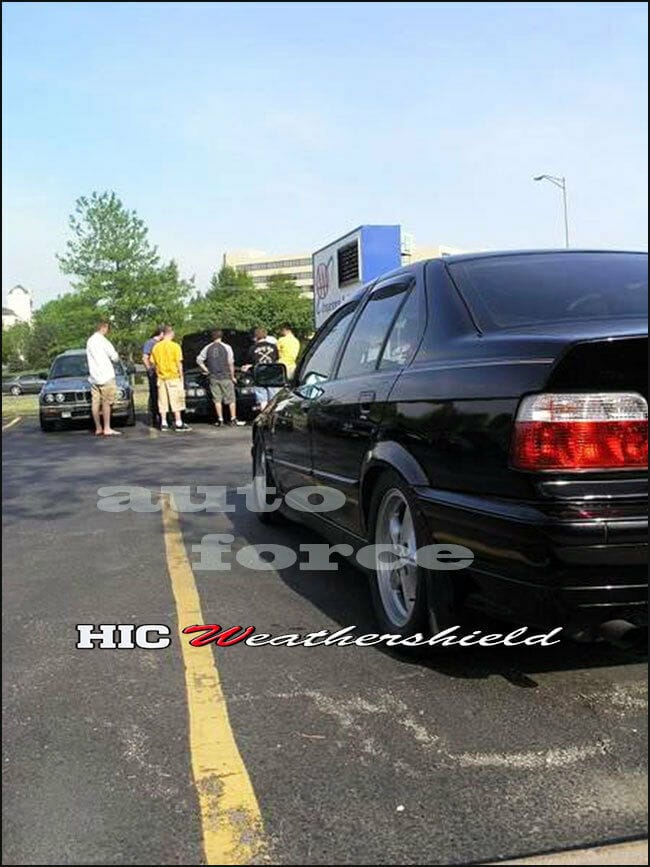 Installed View - BMW E36 Sedan (1991-1998): Premium Window Visors