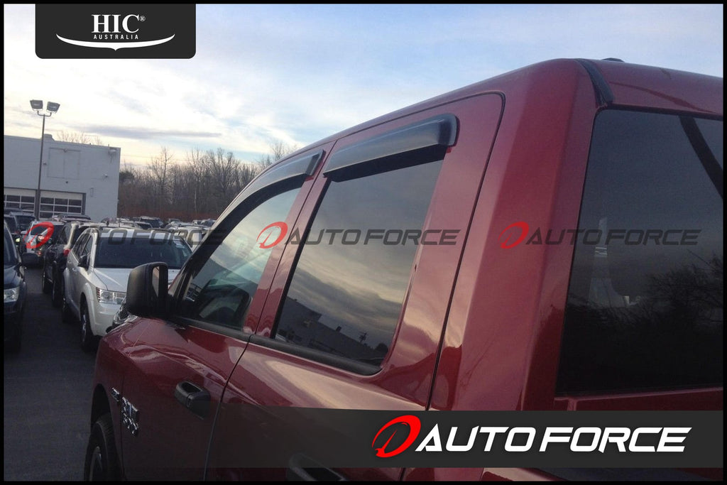 Installed View - Dodge Ram DS Quad Cab (2010-2020): Premium Window Visors