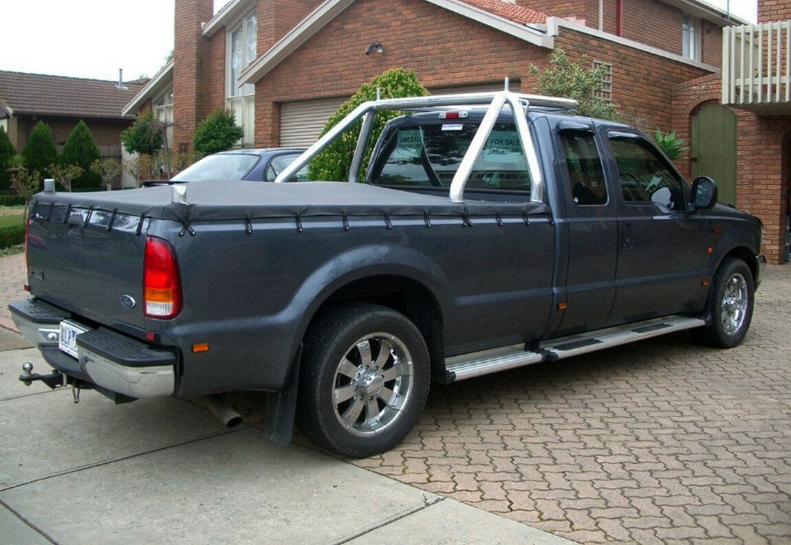 Installed View - Ford F250 F550 Extra Cab (1999-2016): Premium Window Visors