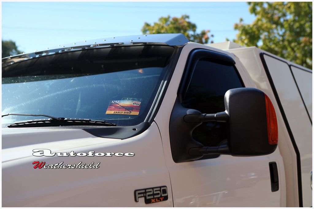 Installed View - Ford F250 F550 Front (1999-2016): Premium Window Visors