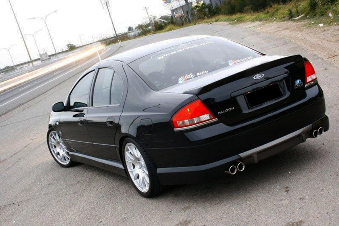 Installed View - Ford Falcon BA BF Sedan: Rear Boot Bobtail Drift Wing