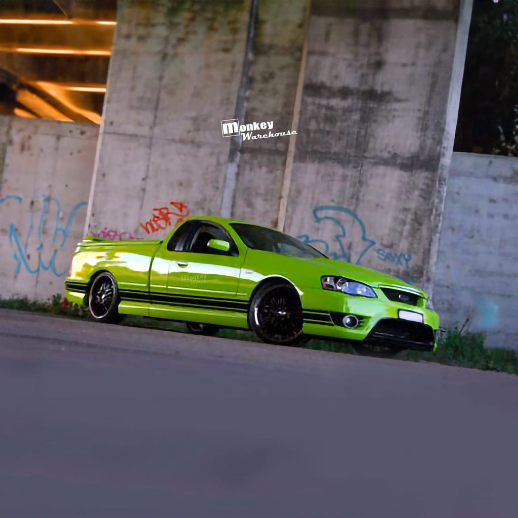 Installed View - Ford Falcon BA BF Ute: FPV Tornado Style 4-Piece Side Skirts