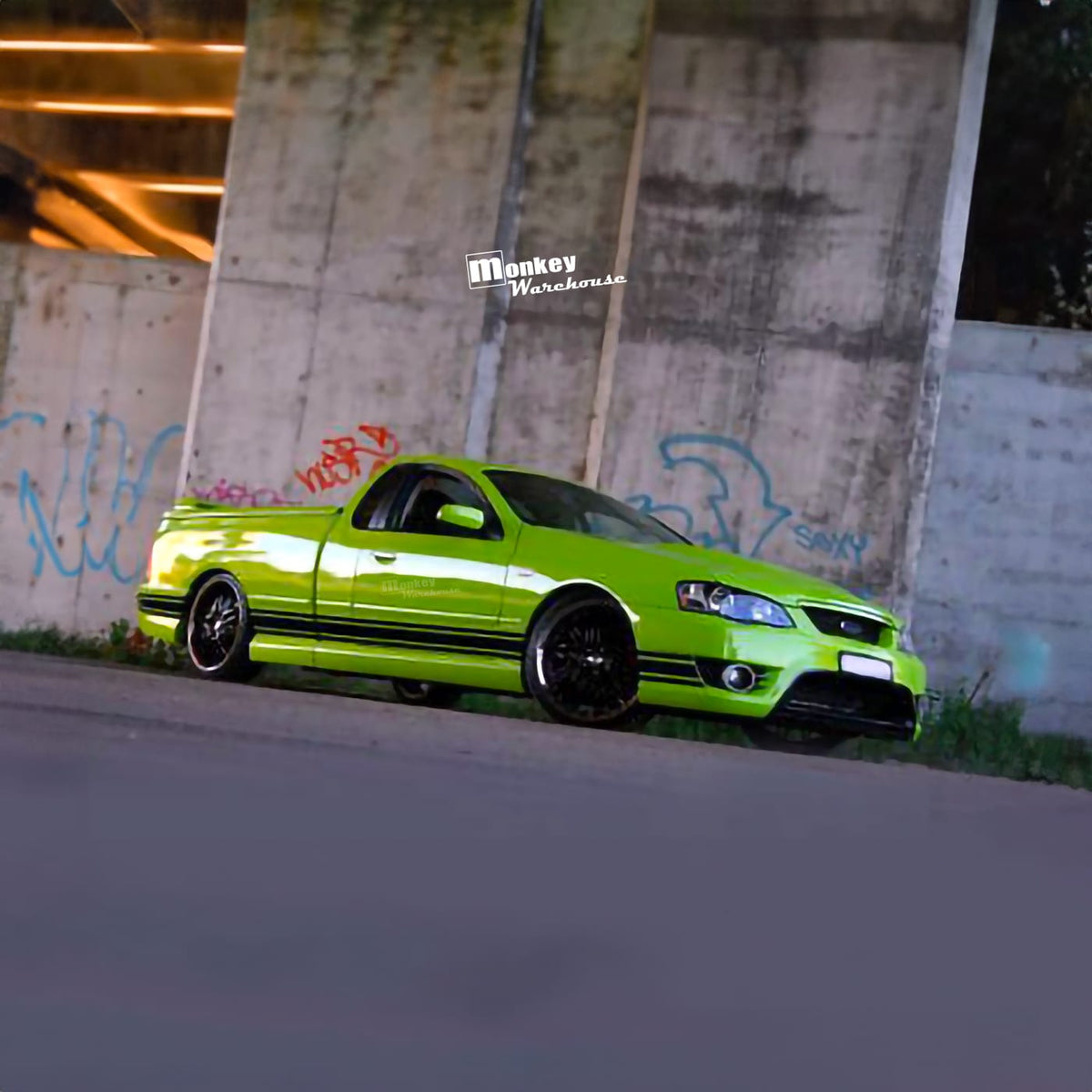 Installed View - Ford Falcon BA BF Ute: FPV Tornado Style 4-Piece Side Skirts