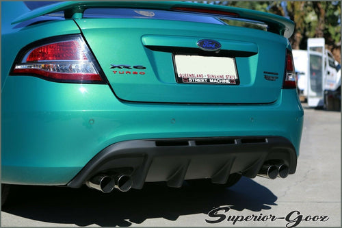 Installed View - Ford Falcon FG Sedan: Shark Fin Rear Bumper Diffuser - Twin Exhaust Outlet (XT / XR6 / XR8 / G6)
