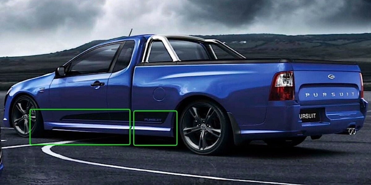Installed View - Ford Falcon FG Ute: FPV F6 GS Style 4-Piece Side Skirts