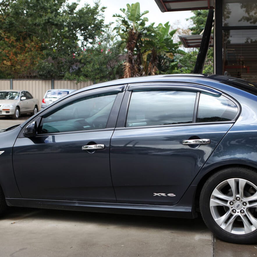 Installed View - Ford Falcon FPV FG FGX Sedan (2008-2016): Premium Window Visors