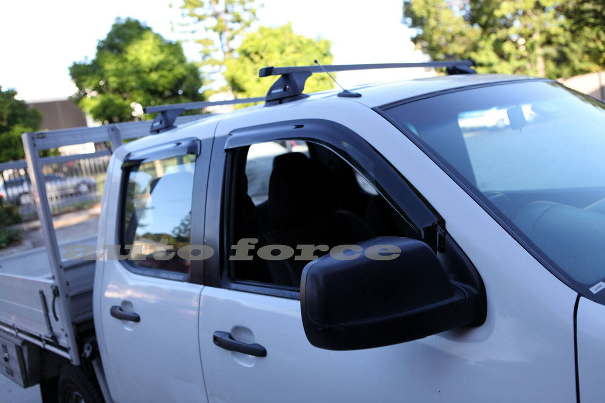 Installed View - Ford Ranger PJ PK Dual Cab (2006-2011): Premium Window Visors