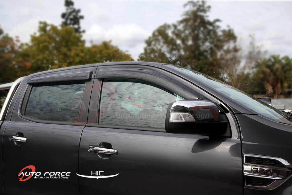 Installed View - Ford Ranger PX (2012-2022): Premium Window Visors