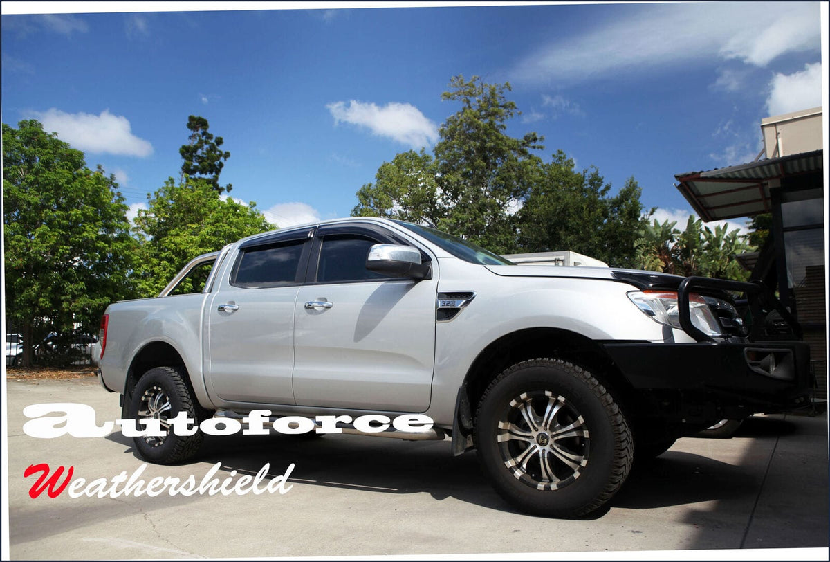 Installed View - Ford Ranger PX (2012-2022): Premium Window Visors