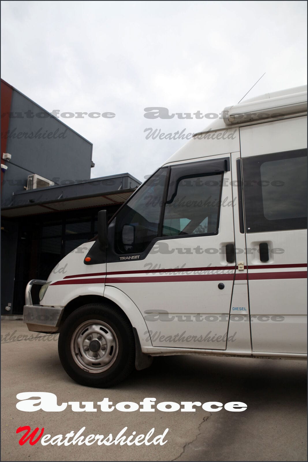 Installed View - Ford Transit Van (2000-2013): Front Window Visors