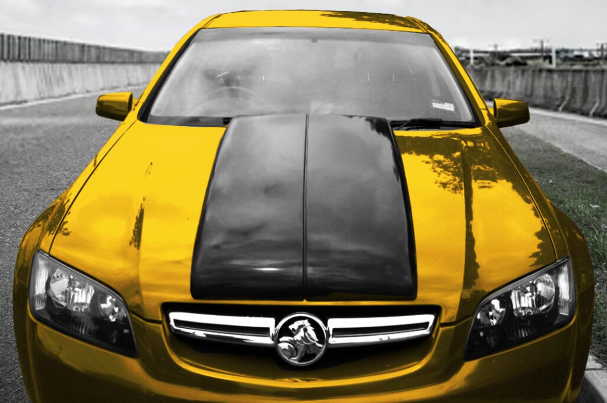 Installed View - Holden Commodore VE: Group A Style Bonnet Scoop