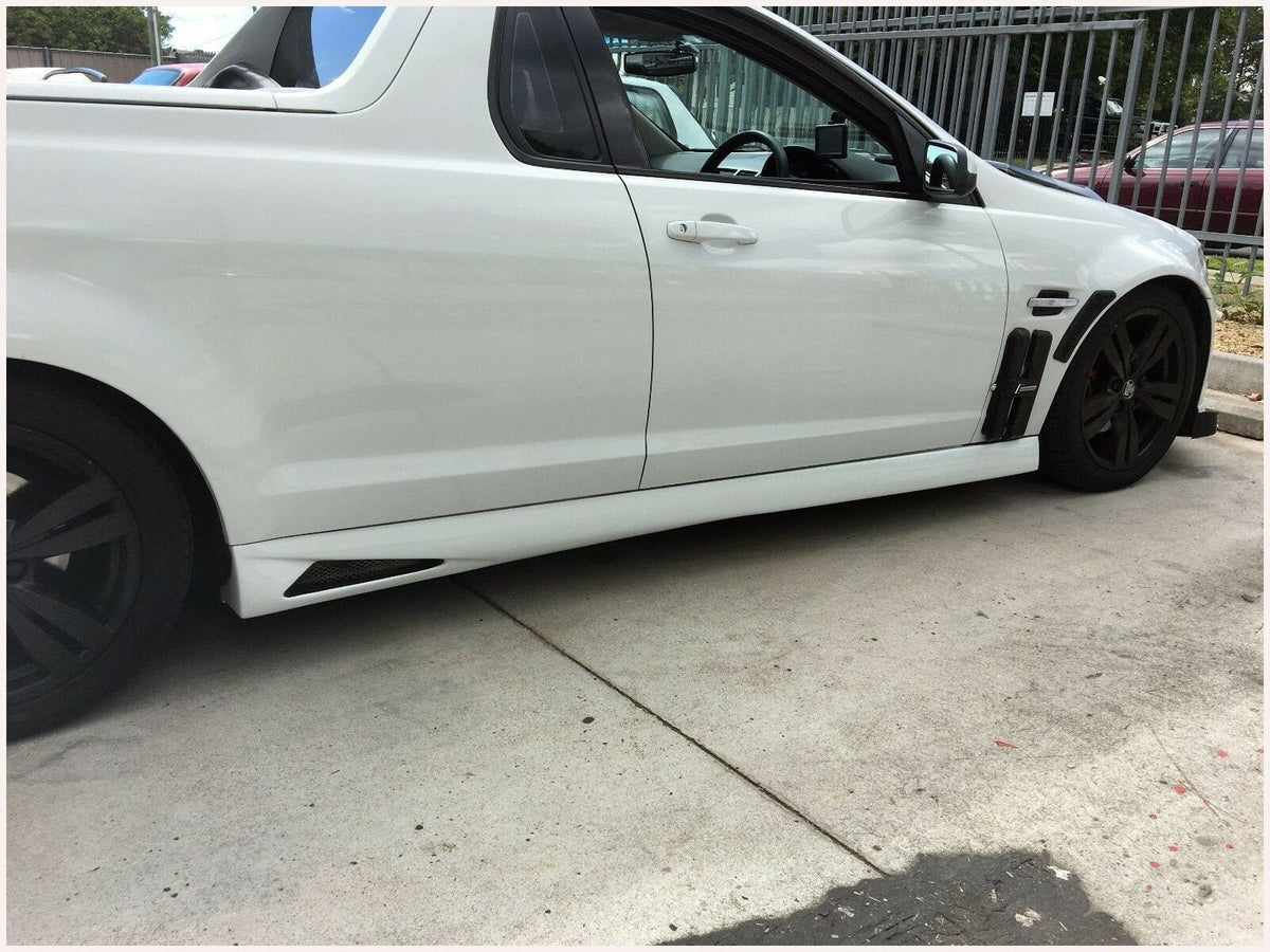 Installed View - Holden Commodore VE VF Ute: Vent Style Side Skirts