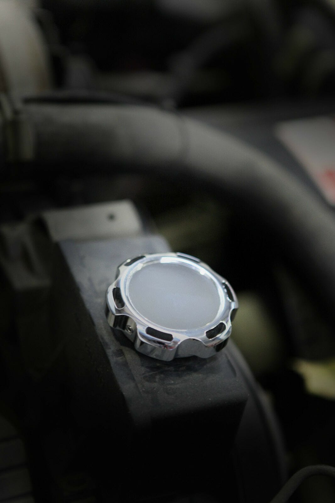 Installed View - Holden Commodore VN VP VR VS: Billet Power Steering Cap Cover (V6 Models)