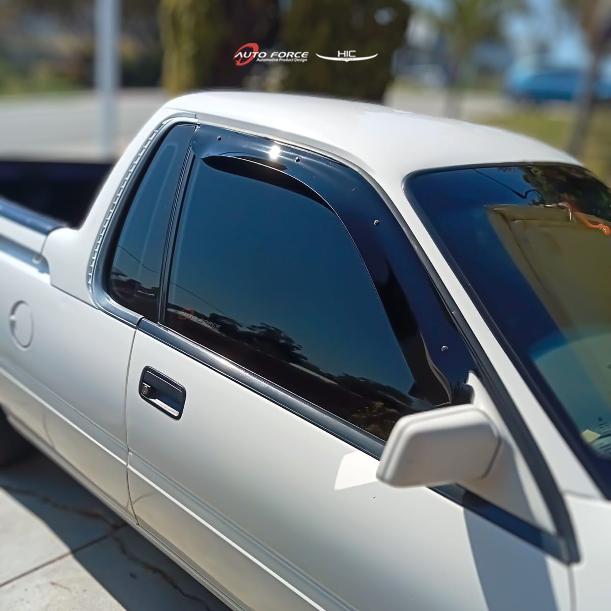 Installed View - Holden Commodore VN VP VR VS Sedan (1988-1997): Premium Window Visors (Front Only)