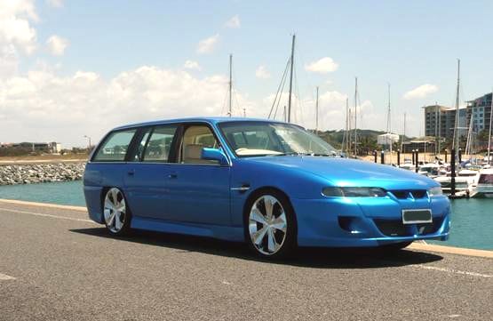 Installed View - Holden Commodore VR VS Wagon: VX Style Conversion Side Skirts