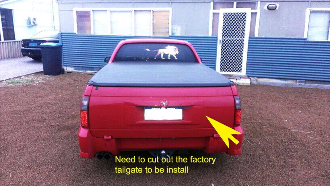 Installed View - Holden Commodore VU VY VZ Ute: Custom Tailgate Garnish Panel