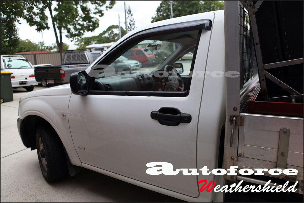 Installed View - Holden Rodeo Single Cab Ute (2003-2008): Premium Window Visors