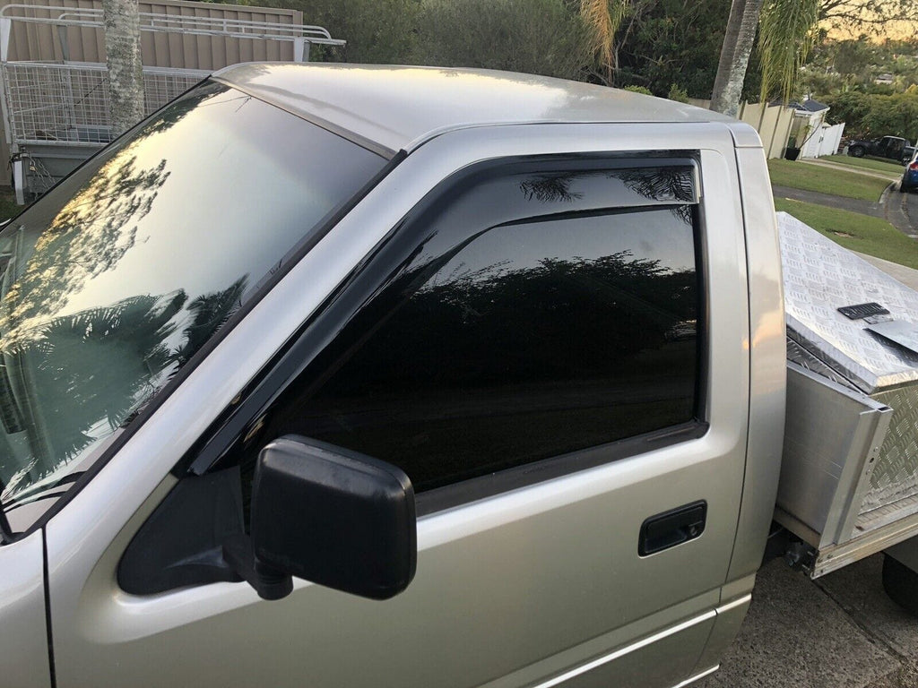 Installed View - Holden TF Rodeo Single Cab Ute (1991-2002): Premium Window Visors