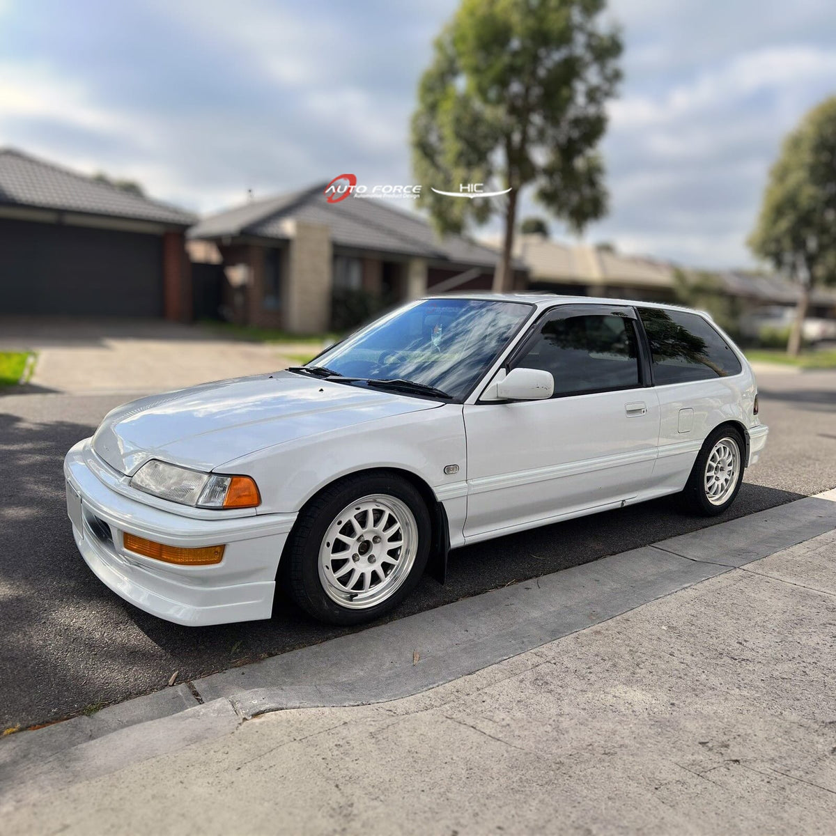 Installed View - Honda Civic EF Hatch (1988-1991): Front Window Visors