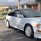 Installed View - Honda Civic EF Hatch (1988-1991): Front Window Visors