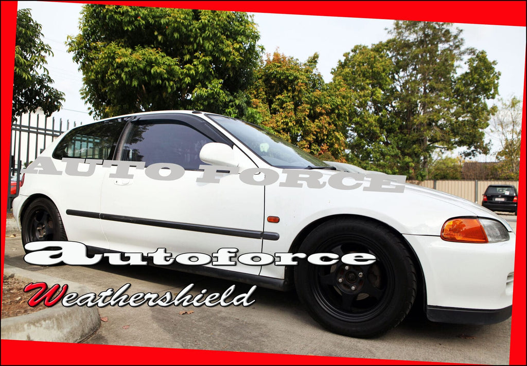 Installed View - Honda Civic EG Hatch (1992-1995): Premium Window Visors