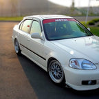 Installed View - Honda Civic EJ Sedan (1996-2000): Premium Window Visors
