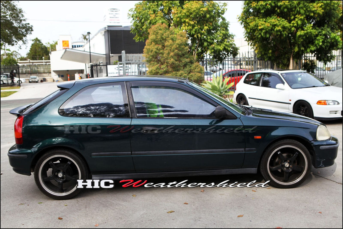 Installed View - Honda Civic EK Hatch (1997-2000): Premium Window Visors