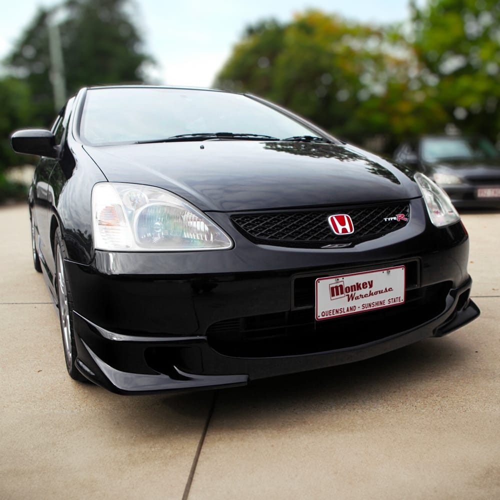 Installed View - Honda Civic EP3 Type-R Hatch (2001-2003): Mugen Style Front Bumper Lip