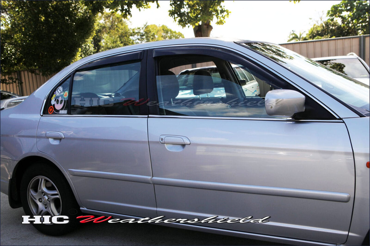 Installed View - Honda Civic ES EM Sedan (2001-2005): Premium Window Visors