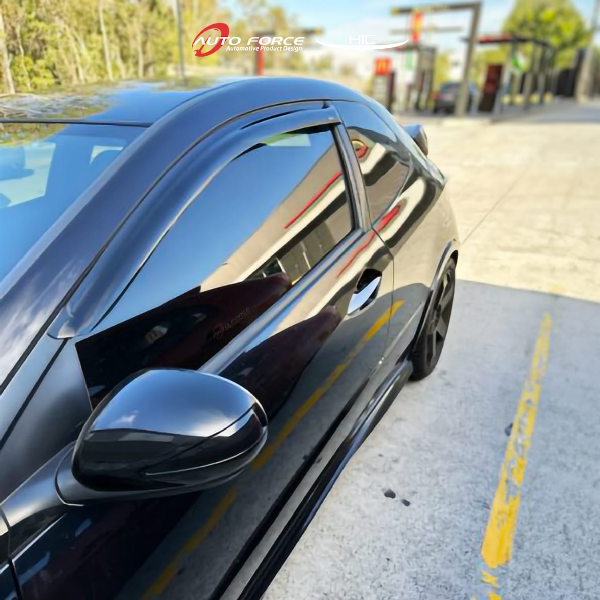 Installed View - Honda Civic FN2 Euro Hatch (2007-2011): Premium Window Visors