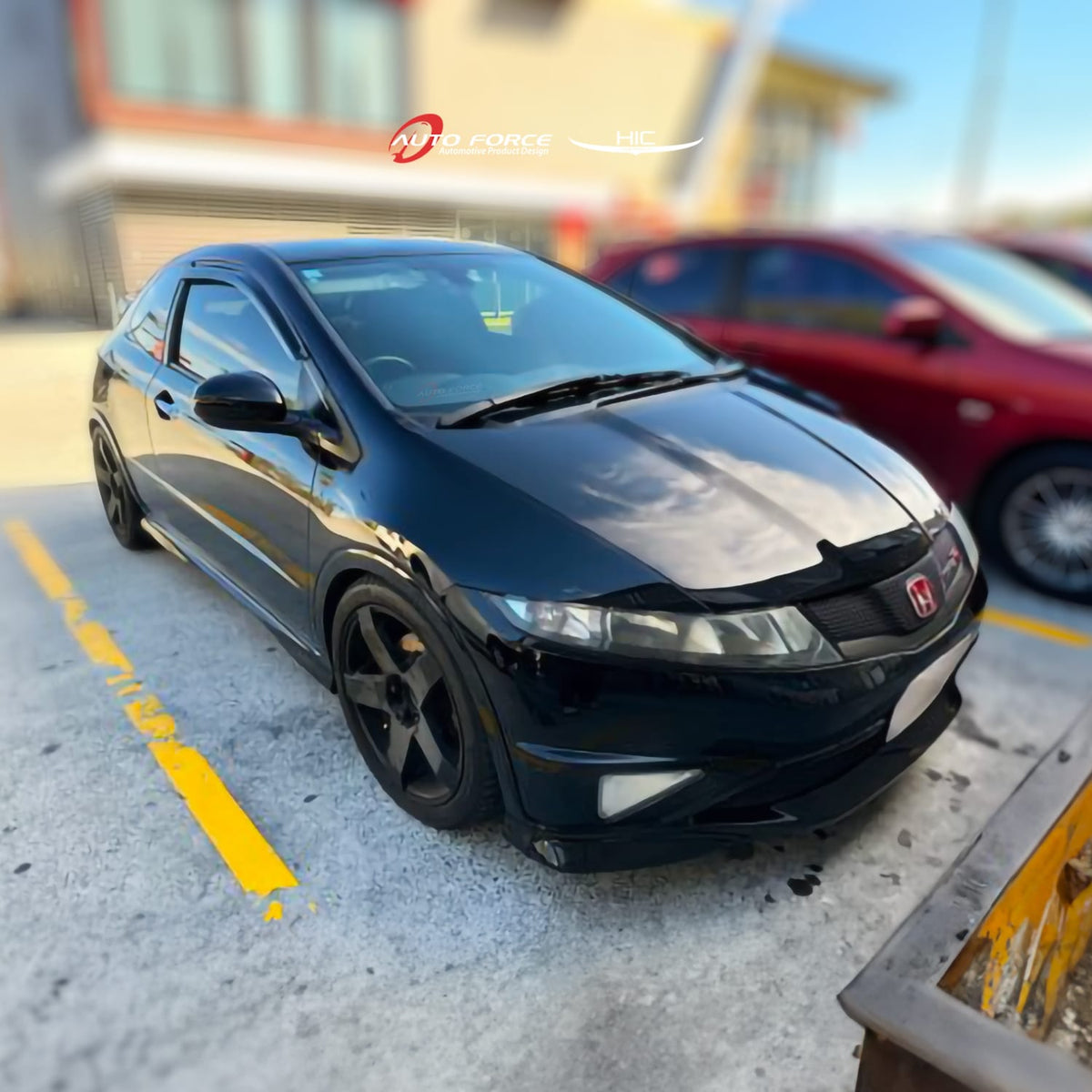 Installed View - Honda Civic FN2 Euro Hatch (2007-2011): Premium Window Visors