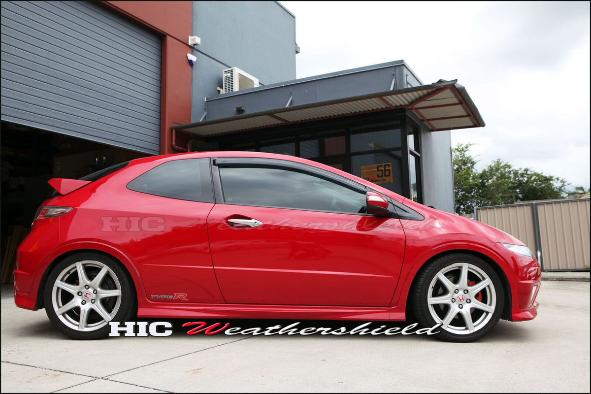 Installed View - Honda Civic FN2 Euro Hatch (2007-2011): Premium Window Visors