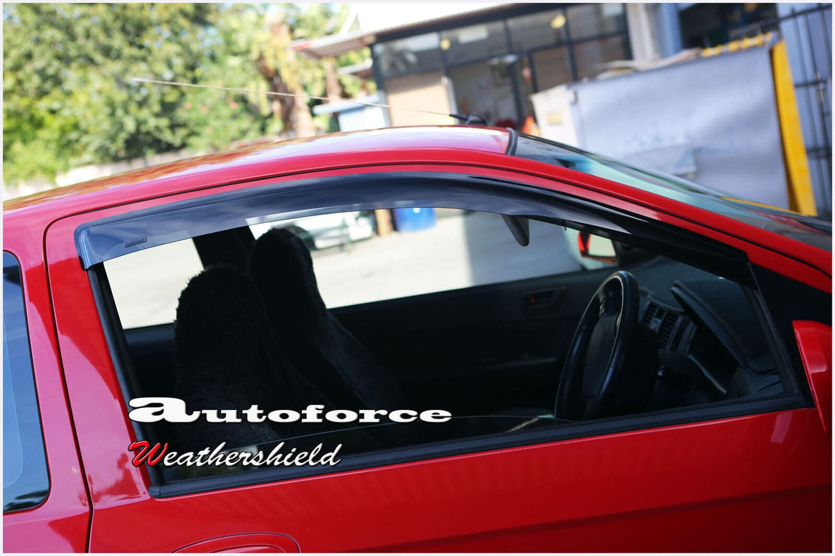 Installed View - Hyundai Getz 3 Door Hatch (2002-2011): Premium Window Visors (Front Only)