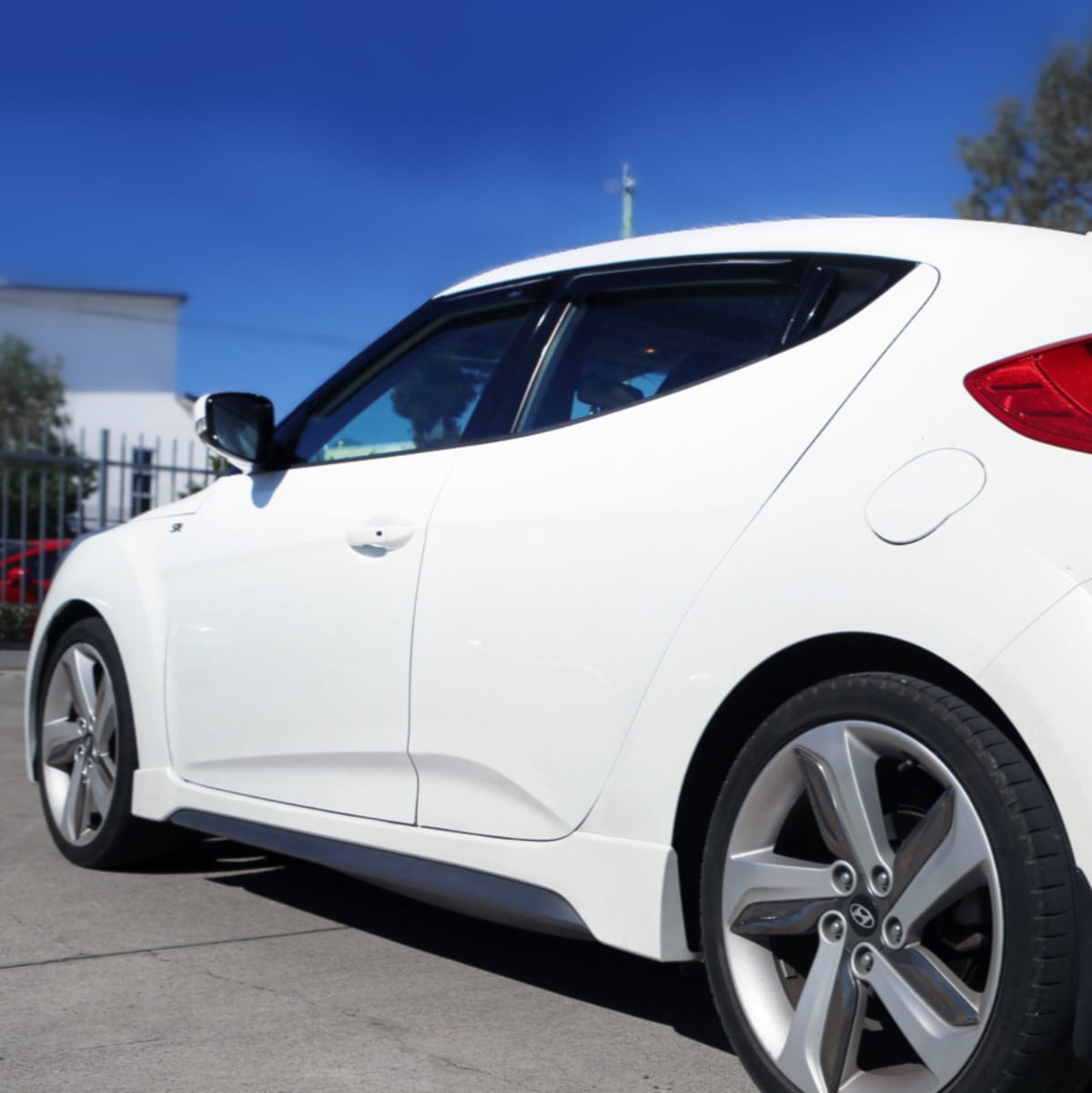 Installed View - Hyundai Veloster 3 Door Coupe (2011-2017): Premium Window Visors