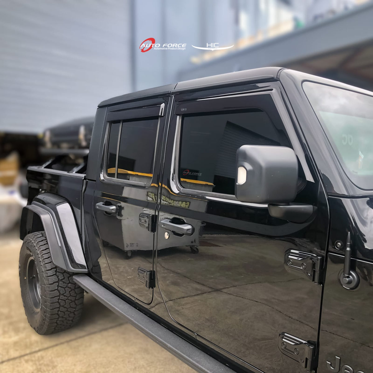 Installed View - Jeep Gladiator Dual Cab (2020-2026): Premium Window Visors