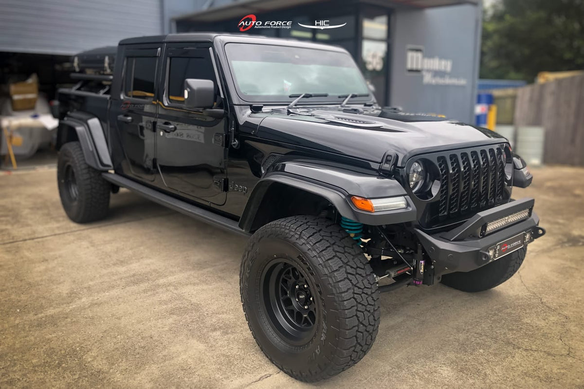 Installed View - Jeep Gladiator Dual Cab (2020-2026): Premium Window Visors