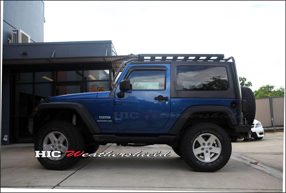 Installed View - Jeep Wrangler JK 2 Door (2007-2018): Premium Window Visors