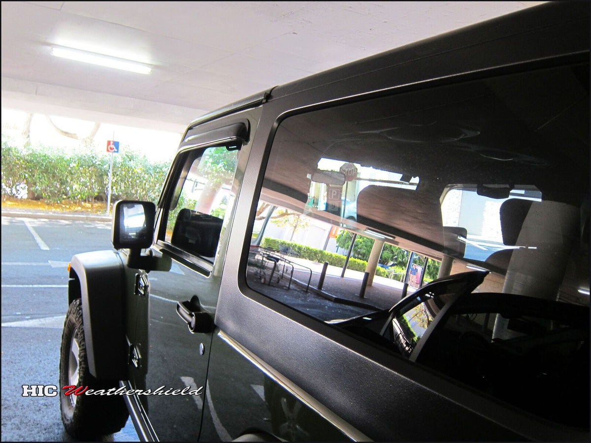 Installed View - Jeep Wrangler JK 2 Door (2007-2018): Premium Window Visors