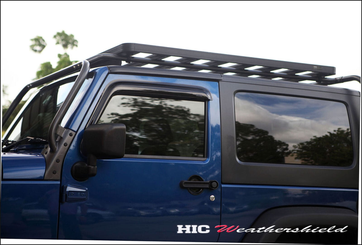 Installed View - Jeep Wrangler JK 2 Door (2007-2018): Premium Window Visors